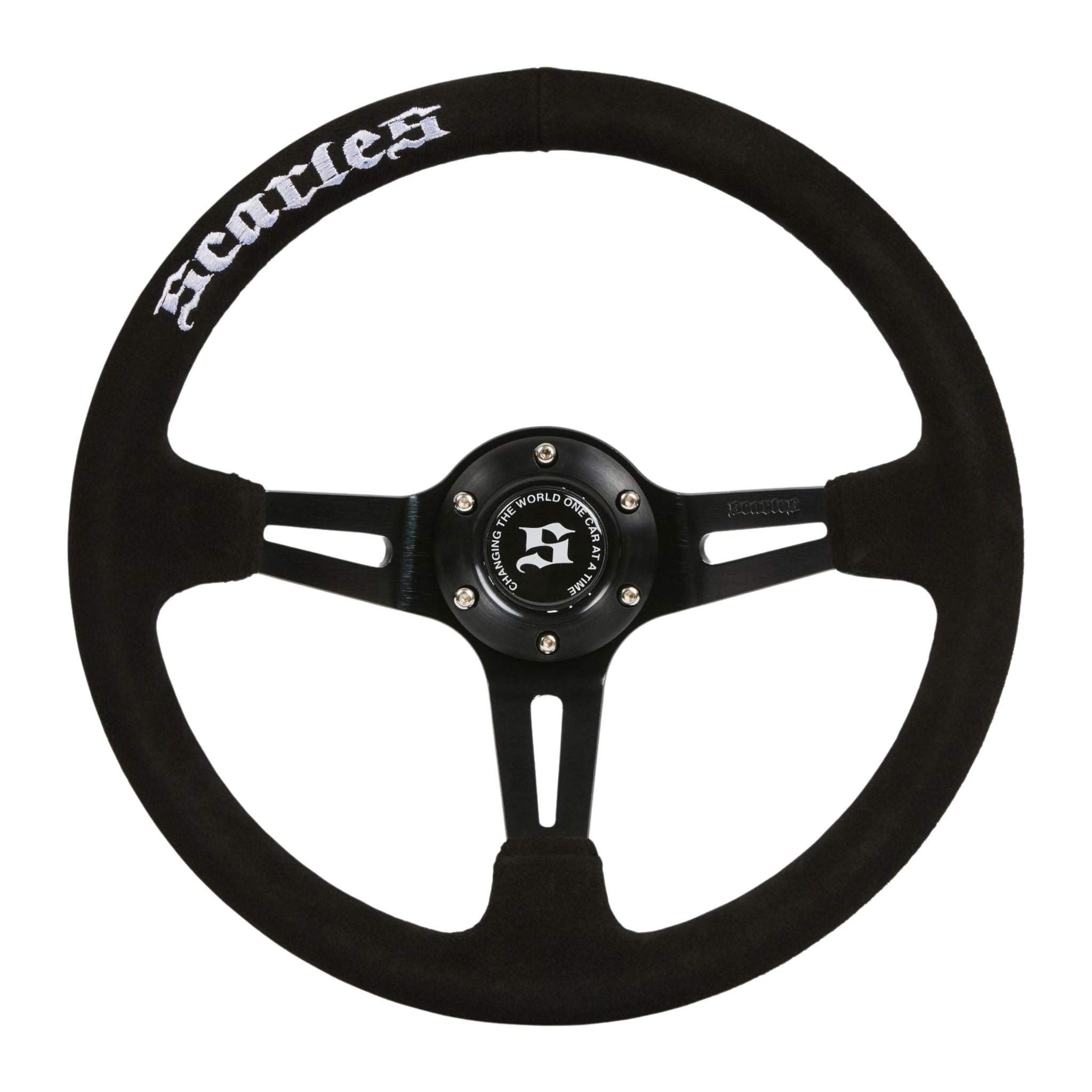 Scarles Suede Dedicated Drift Steering Wheel - 350mm-90mm (White Logo)