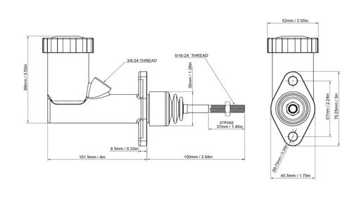 GKTECH STAND-ALONE 5/8" INTERNAL RESERVOIR MASTER CYLINDER (Order in)