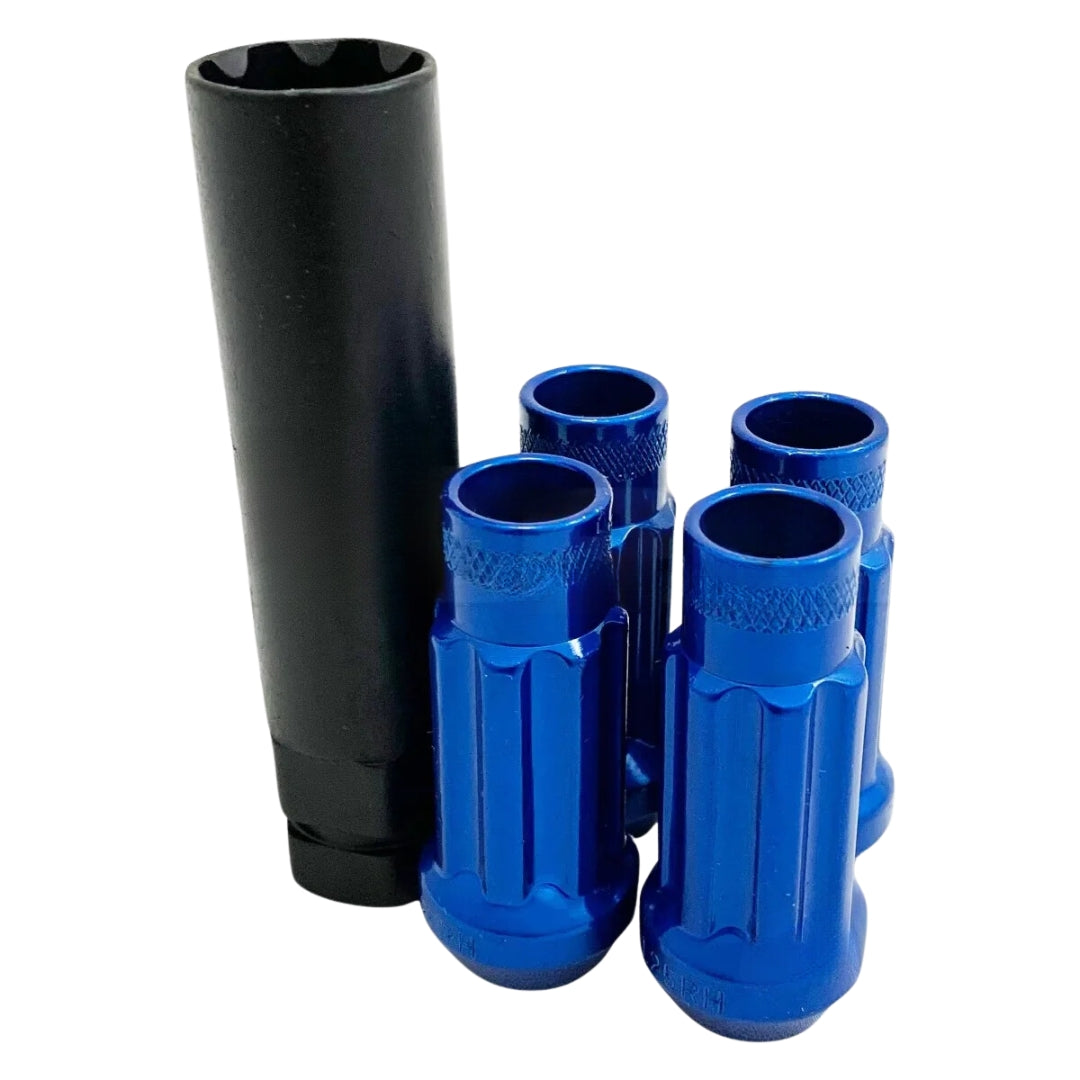 GKTECH BLUE M12X1.25 OPEN ENDED LOCK NUTS (SET OF 4 + SOCKET) (Order in)