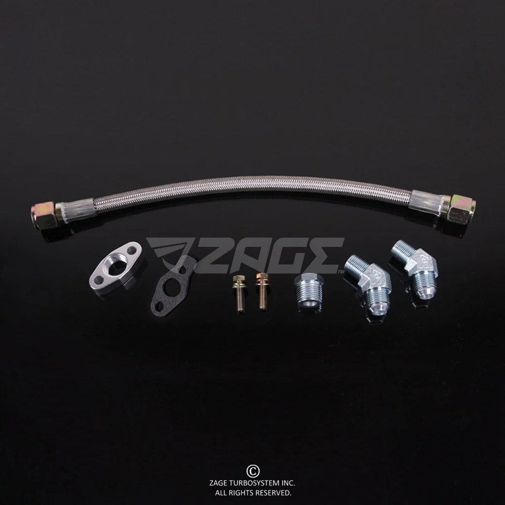 Braided Oil Drain Line Kit for IHI RHF5HB, RHF55 Turbos (Order in)