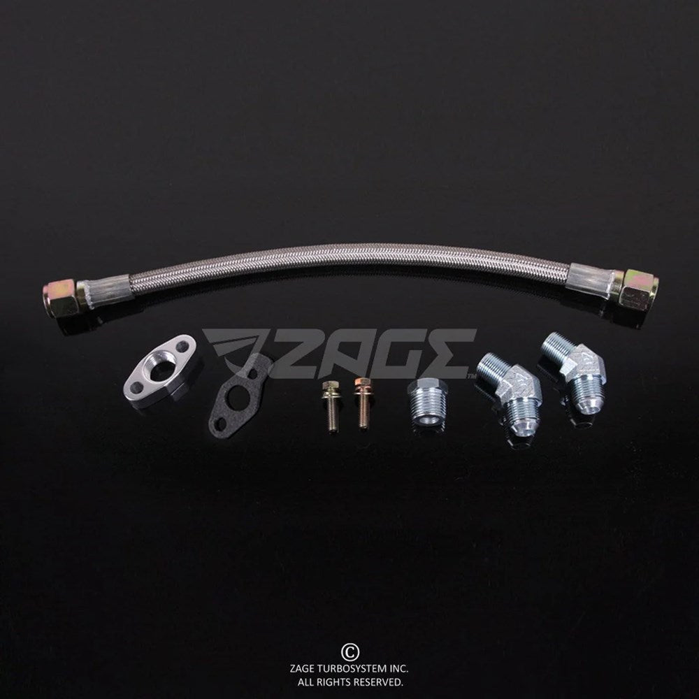 Braided Oil Drain Line Kit for MHI TD02-06, IHI RHF4/ RHF5/ RHB5 Turbos (Order in)