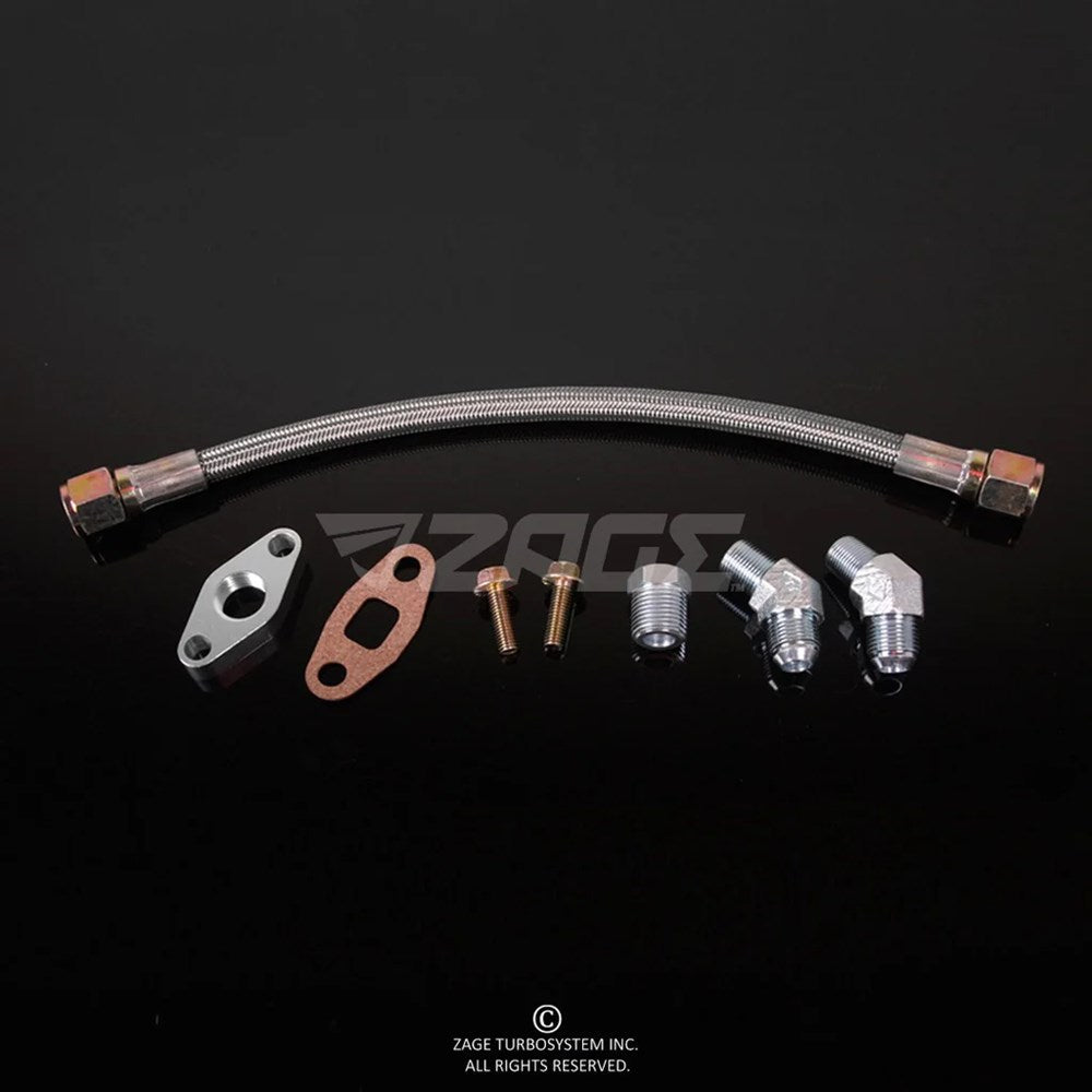 Braided Oil Drain Line Kit for Garrett T3, T4 Turbos (Order in)