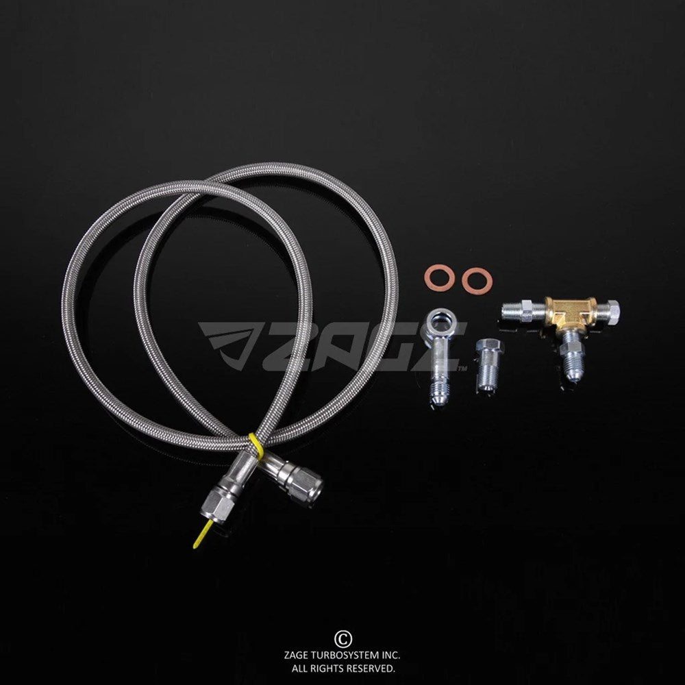 Braided Oil Feed Line Kit for Subaru, IHI Turbos (47cm) (Order in)