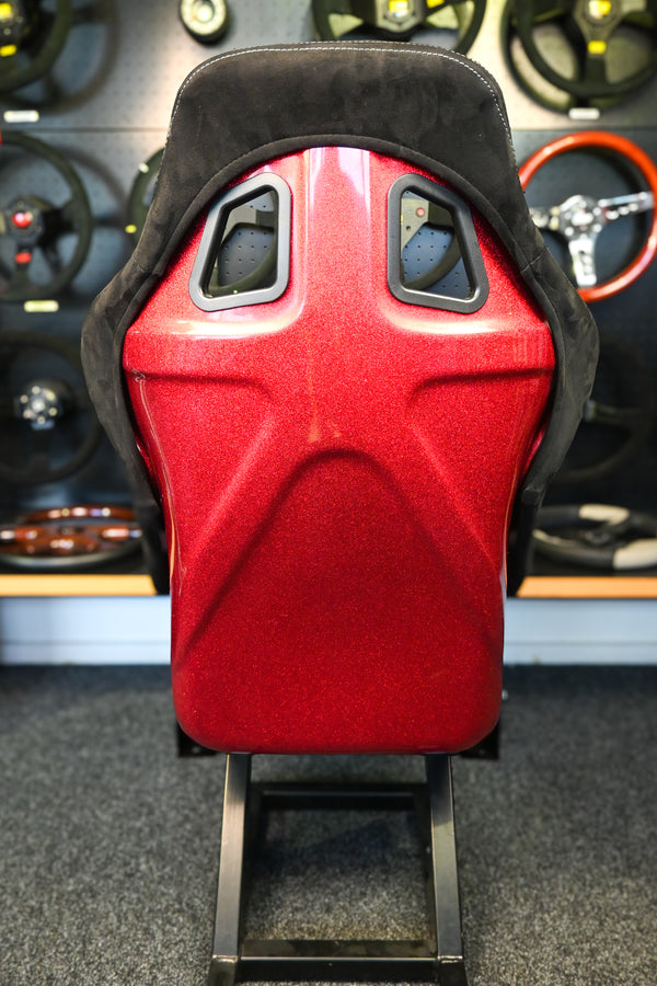 BUCKET SEAT FIXED - PRO SUEDE CHECKER BLACK, GLITTER BACK (RED)