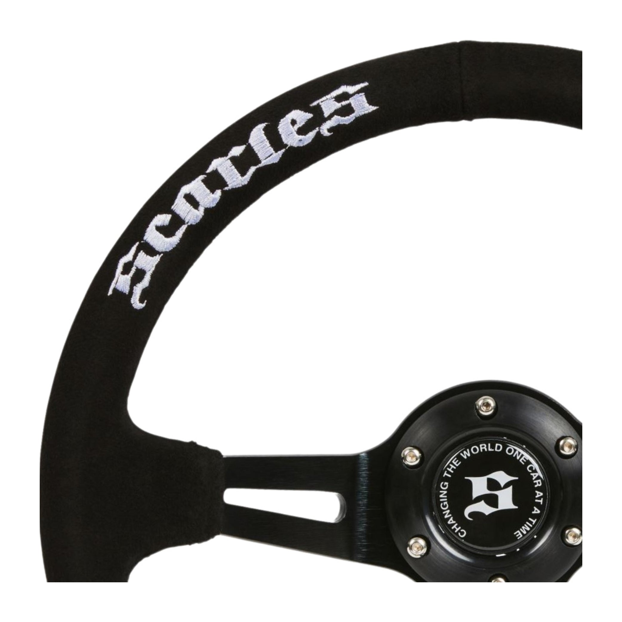 Scarles Suede Dedicated Drift Steering Wheel - 350mm-90mm (White Logo)