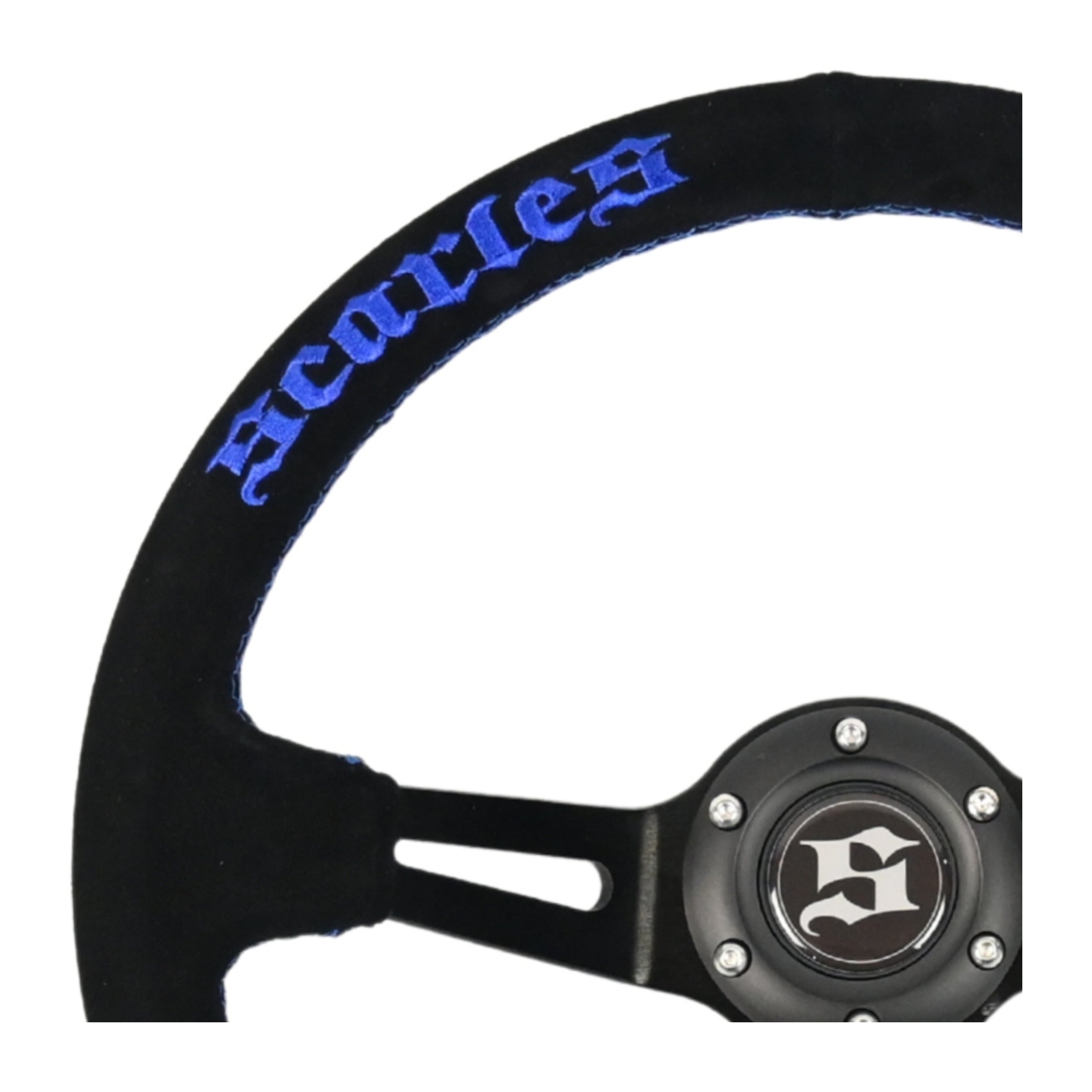 Scarles Suede Dedicated Drift Steering Wheel 350mm-90mm (blue logo & blue stitching)