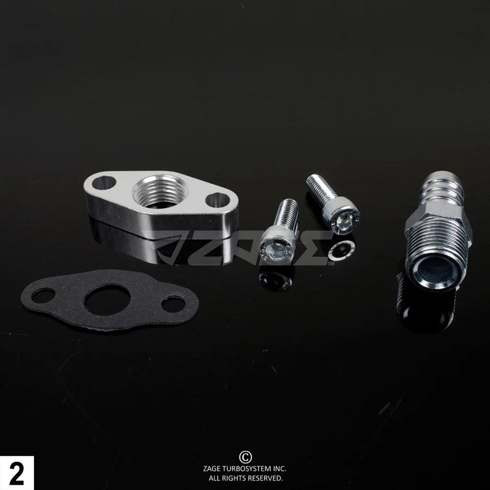 Turbo Oil Drain Flange W/ 17mm Fitting Garrett T25, T28 (Order in)