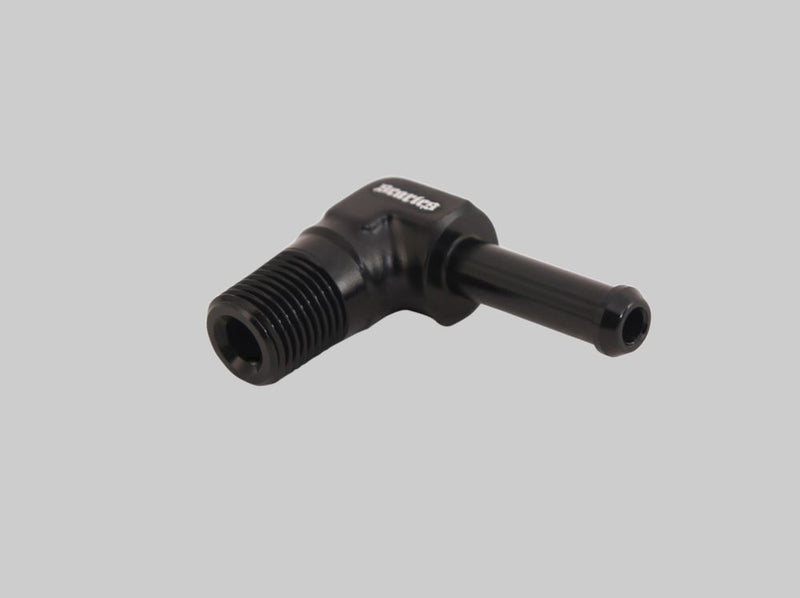 Hose Barb to NPT Fittings 90 Degree AN4 - 1/8''