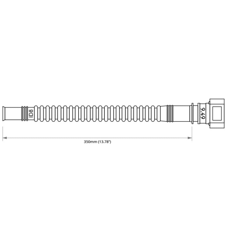 Nuke Pre-assembled In-Tank 350mm fuel hose SAE 9.49 Straight to ID8 quick connect (Order in)