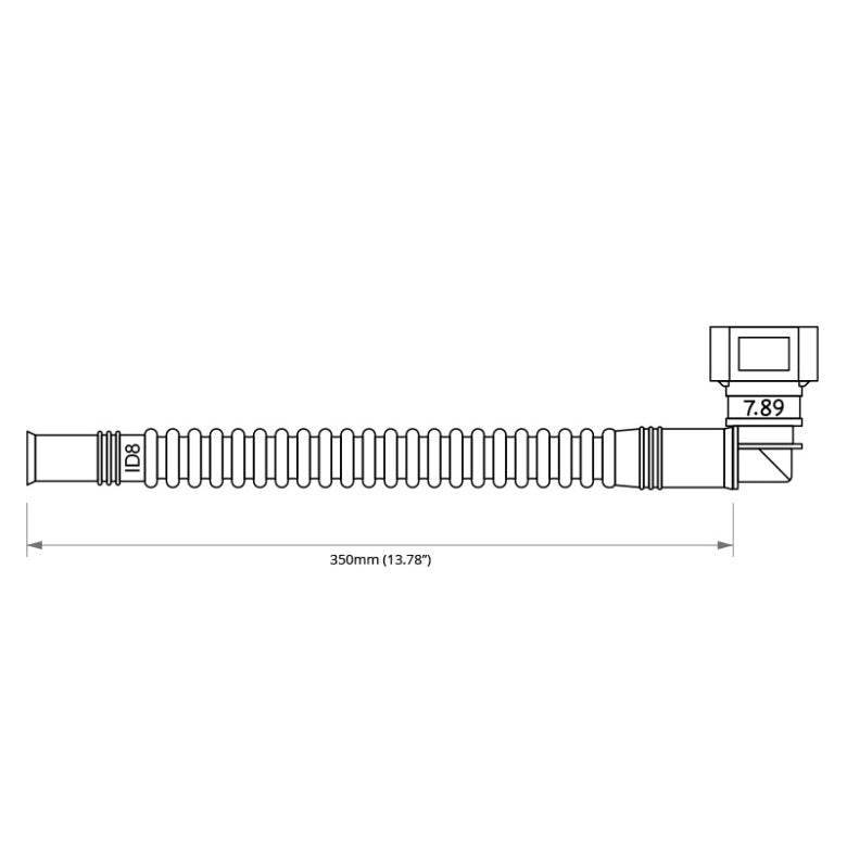 Nuke Pre-assembled In-Tank 350mm fuel hose : SAE 7.89 90? to ID8 quick connect (Order in)