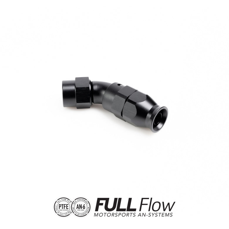 Nuke Full Flow PTFE Hose End Fitting 45 Degree AN-8