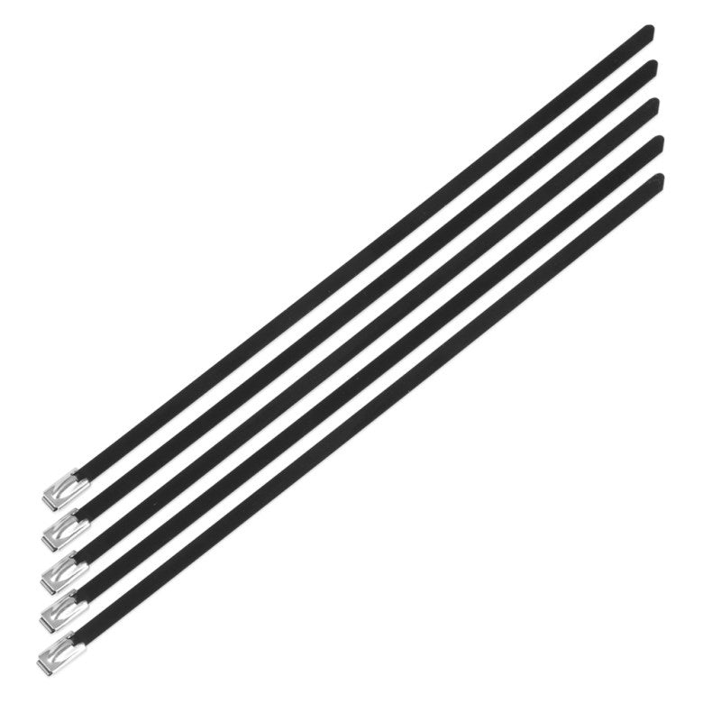 Nuke Stainless steel locking ties, 4.6mm x 200mm Black, 5pcs (Order in)