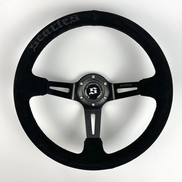Suede Dedicated Drift steering 350mm-90mm - Black Logo