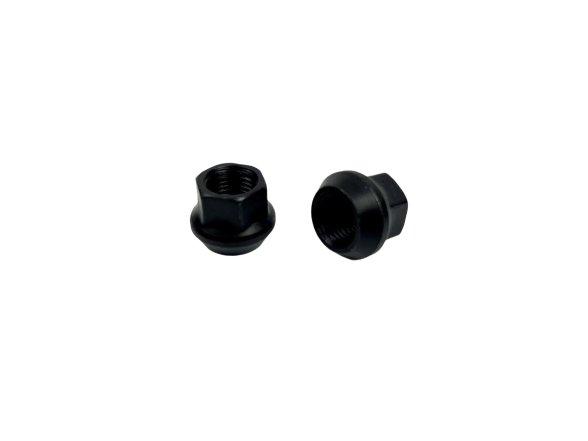 20 Black Slim Open-Ended Wheel Spacer Nuts - 17mm Hex, M12 X 1.25 Thread, Shallow