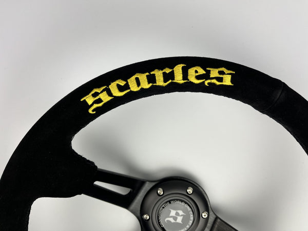 Scarles Suede Dedicated Drift Steering 350mm-90mm (gold logo)