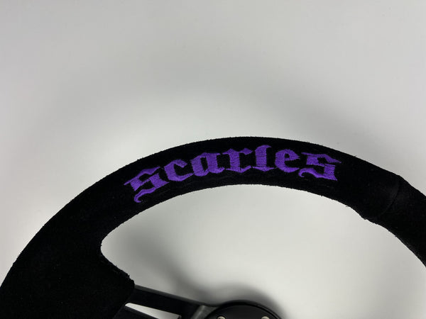 Scarles Suede Dedicated Drift Steering 350mm-90mm (purple logo)