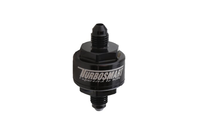 Turbosmart Billet Turbo Oil Feed Filter 44um -3AN Black (Order in)