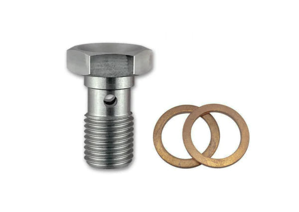 GKTECH STAINLESS STEEL 3/8-24 BANJO BOLT WITH COPPER WASHERS (Order in)