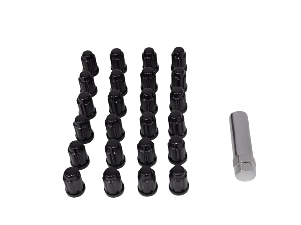 6 Spline Black Wheel Nuts 14x1.5 20 Set (5 STUD)
